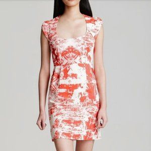 French Connection -Linen Dress -Coral/Crm -Sz 6